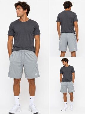 adidas Men's Light Grey Athletic Shorts with Drawstring